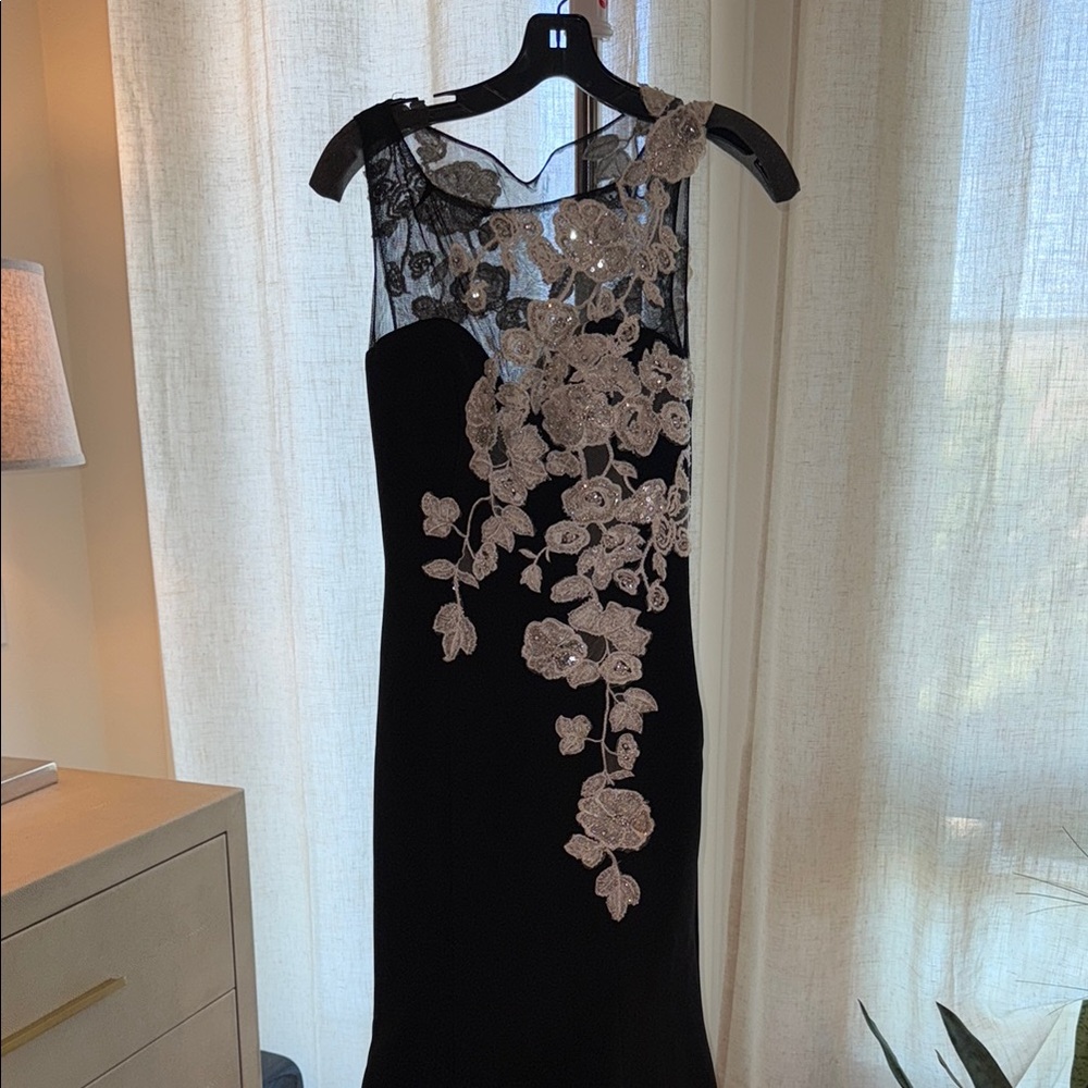 Jovani Black and White Asymmetrical One Shoulder Dress